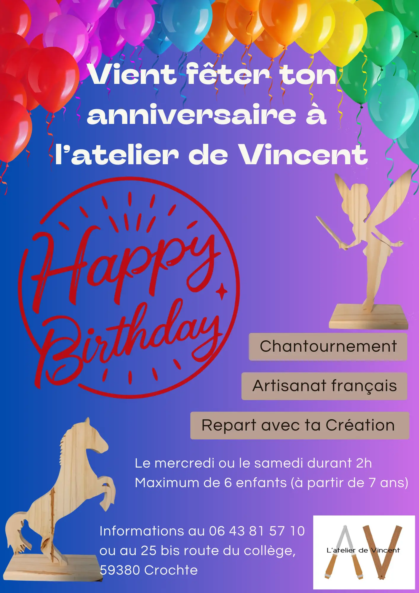 L'Atelier de Vincent : fabrication artisanale et location de jeux traditionnels en bois à Crochte.